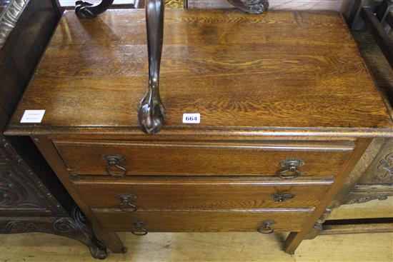 Small oak three drawer chest